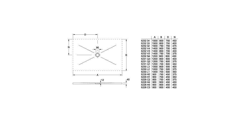 Villeroy & Boch V&B Duschwanne SUBWAY INFINITY mit Antirutsch