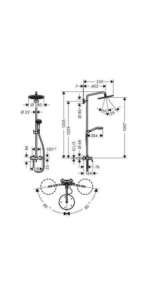 hansgrohe HG Showerpipe CROMA SELECT 280 AIR 1JET DN 15, mit