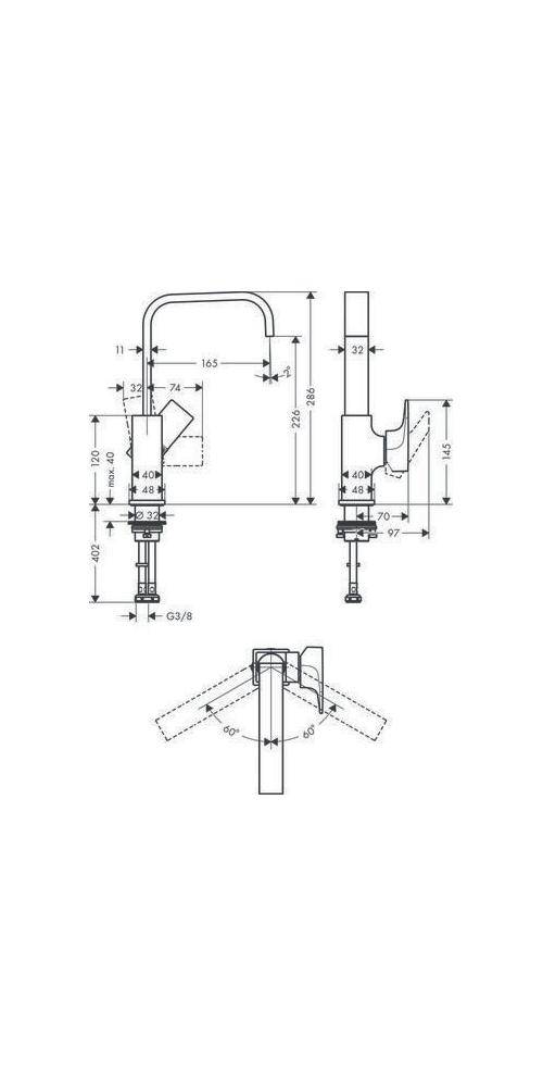 hansgrohe HG EH-WT-MI METROPOL 230 mit Push-Open Ablaufgarnitur chrom