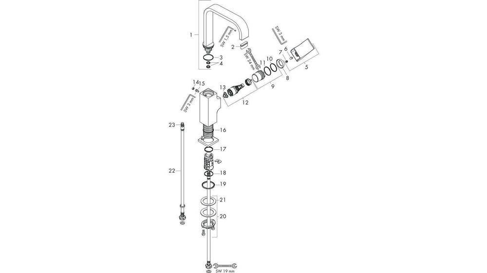 hansgrohe HG EH-WT-MI METROPOL 230 mit Push-Open Ablaufgarnitur chrom