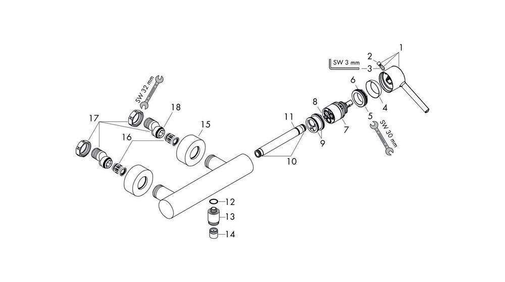 hansgrohe Einhebel-Brausemischer AXOR STARCK DN 15 AP 1 Verbraucher