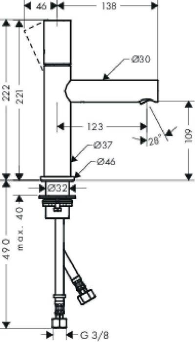 hansgrohe Einhebel-Waschtischmischer AXOR UNO 110 Zerogr. Ausl 123mm