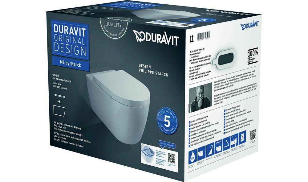 Duravit Wand-WC-Set ME by Starck RIMLESS weiß weiß