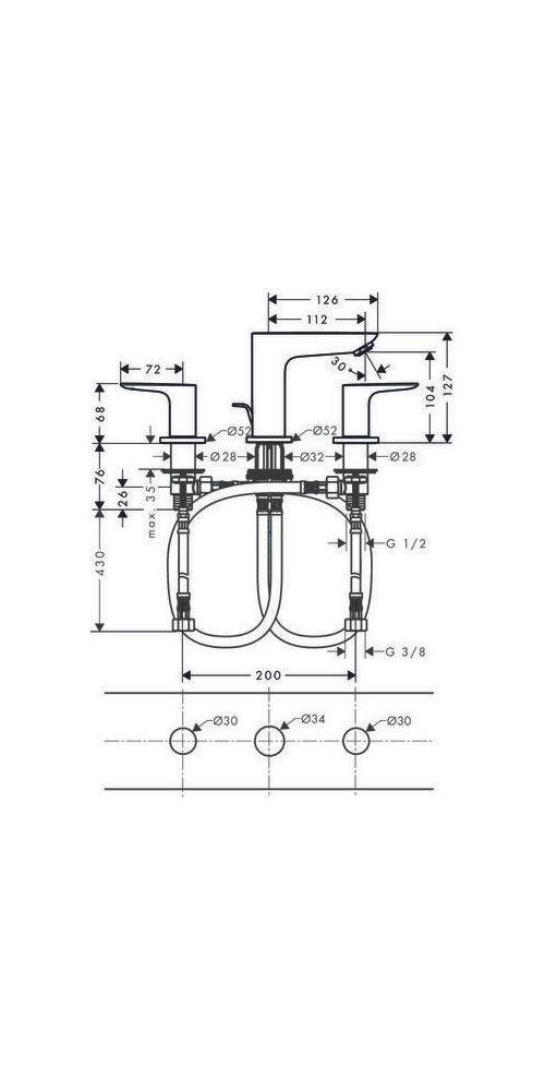 hansgrohe HG 3-Loch-Waschtischarmatur TALIS E m Zugst-Ablaufgarn. G 1