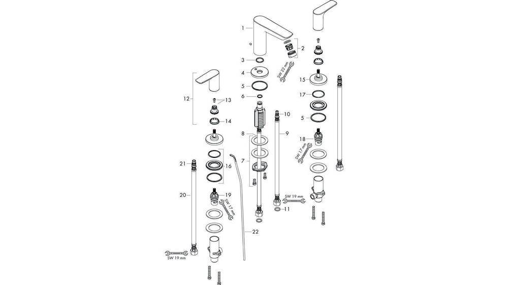 hansgrohe HG 3-Loch-Waschtischarmatur TALIS E m Zugst-Ablaufgarn. G 1