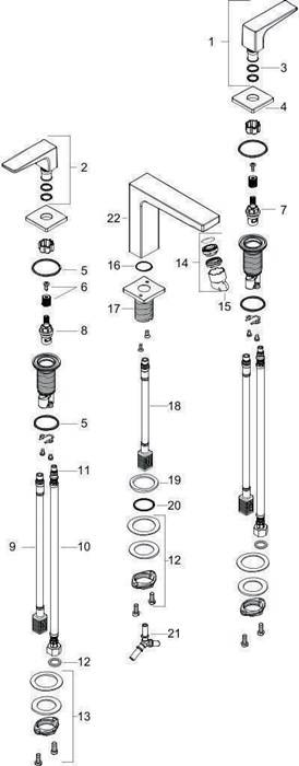 hansgrohe HG 3-Loch-Waschtischarmatur METROPOL 160 mit Push-Open
