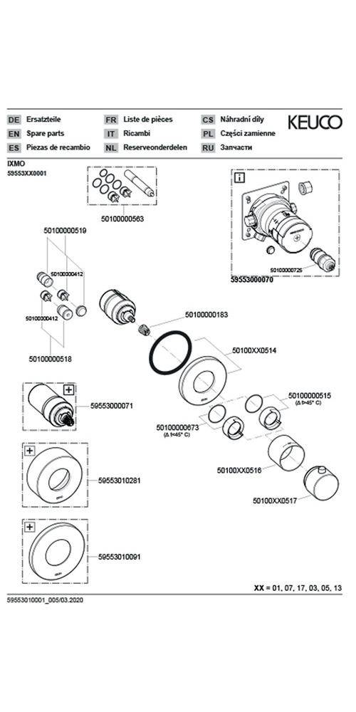 KEUCO Thermostatarmatur IXMO UP Rosette rund vc