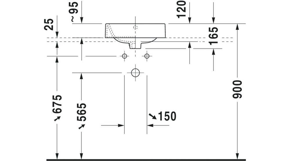 Duravit Aufsatzbecken HAPPY D.2 m ÜL o HLB 400x400mm geschli o HL