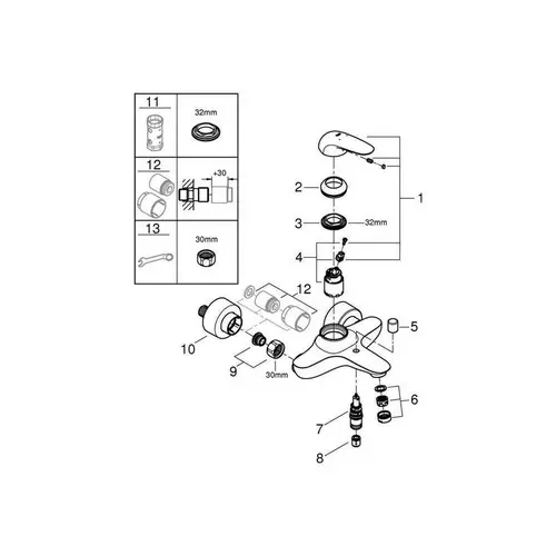 GROHE Einhand-Wannenbatterie EUROSTYLE 1/2Zoll chr chrom GROHE Einhand-Wannenbatterie EUROSTYLE 1/2Zoll chr chrom
