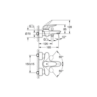 GROHE Einhand-Wannenbatterie EUROSTYLE 1/2Zoll chr chrom GROHE Einhand-Wannenbatterie EUROSTYLE 1/2Zoll chr chrom