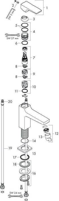 hansgrohe HG Standventil METROPOL 100 Ausladung 127mm, ComfortZone