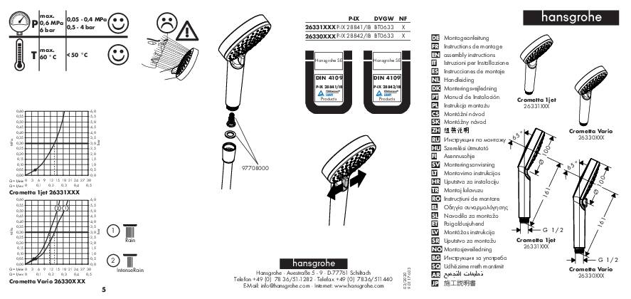 hansgrohe HG Brauseset CROMETTA VARIO Bsta Unica´Croma 650mm m