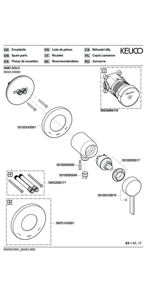 KEUCO EH-Brausemischer IXMO_solo Pure UP m Schlauchans. Rosette rund
