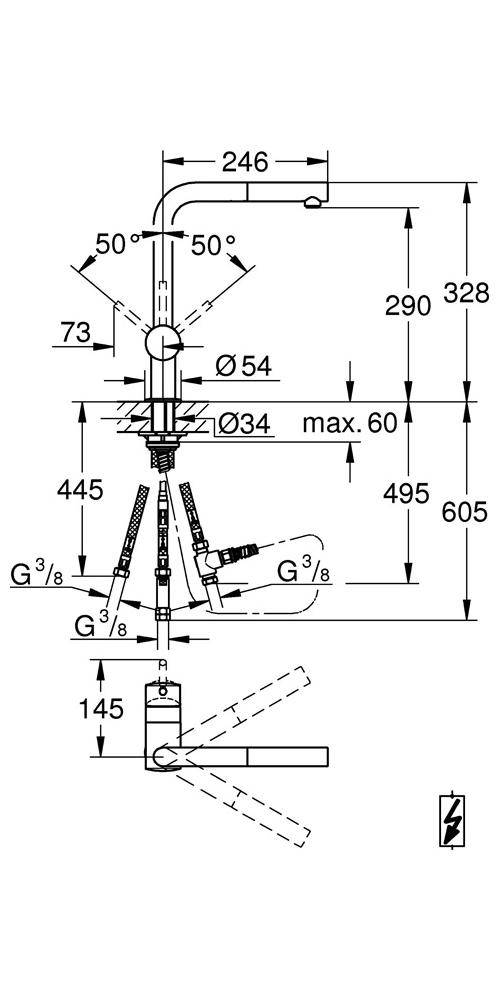 GROHE Einhand-Spültischbatterie MINTA 1/2Zoll L-Auslauf ND chr chrom