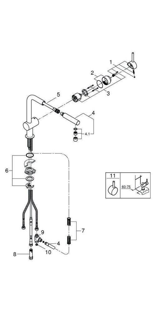 GROHE Einhand-Spültischbatterie MINTA 1/2Zoll L-Auslauf ND chr chrom