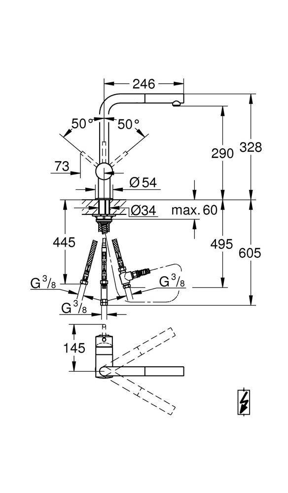 GROHE Einhand-Spültischbatterie MINTA 1/2Zoll L-Auslauf ND chr chrom