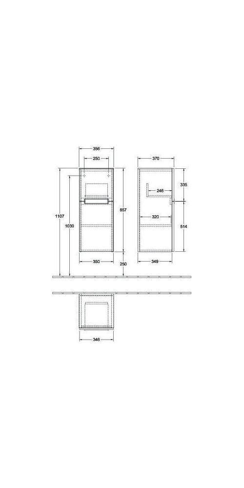 Villeroy & Boch V&B Seitenschrank SUBWAY 2.0 354x857x370mm Abdpl