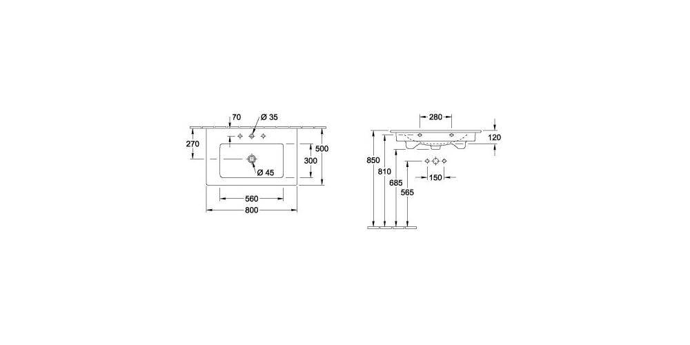 Villeroy & Boch V&B Schrankwaschtisch VENTICELLO 800x500mm mit ÜL we