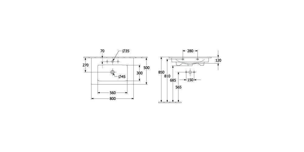 Villeroy & Boch V&B Schrankwaschtisch VENTICELLO 800x500mm mit ÜL we