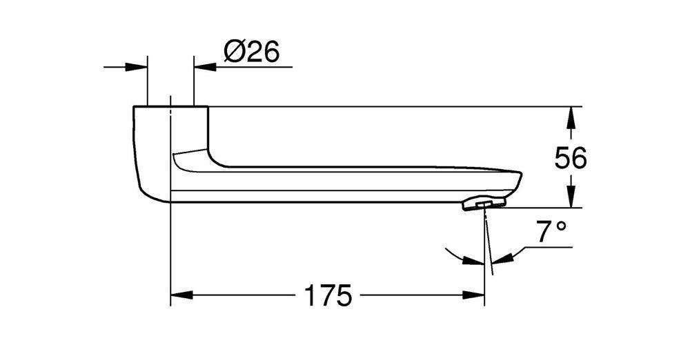 GROHE Gussauslauf GROHTHERM SPECIAL Länge 175mm chr Länge 175 mm chrom