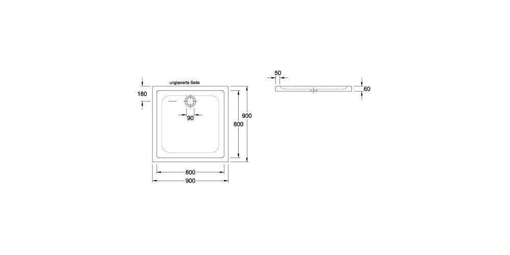 Villeroy & Boch V&B Duschwanne O.NOVO Quadrat mit Antirutsch