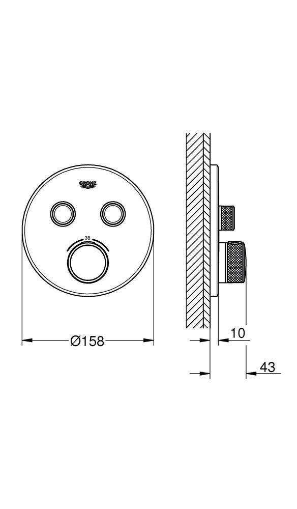GROHE Thermostat GROHTHERM SMARTCONTROL rd 2 ASV chr