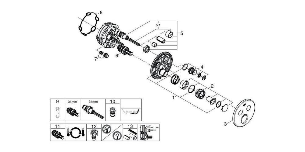 GROHE Thermostat GROHTHERM SMARTCONTROL rd 2 ASV chr