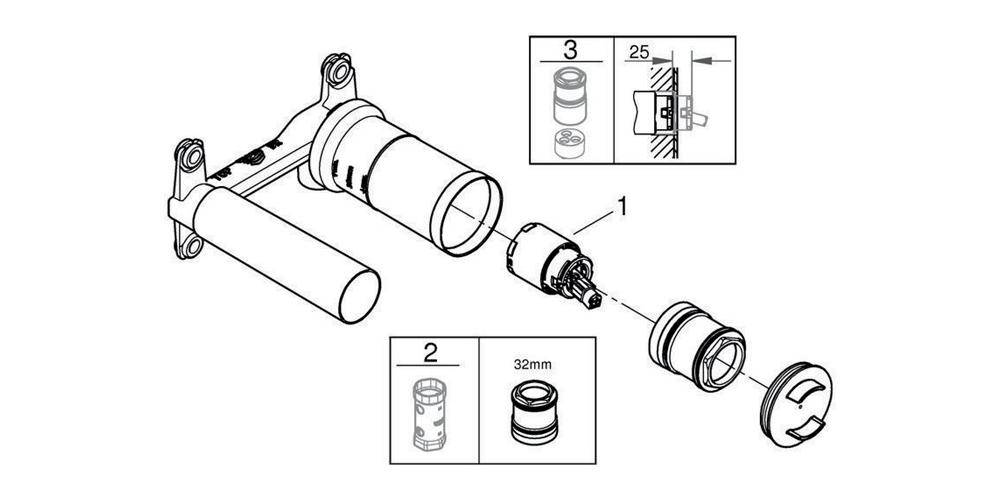 GROHE Unterputz-Universal-Einbaukörper 1/2Zoll f 2-Loch WT-Batterien