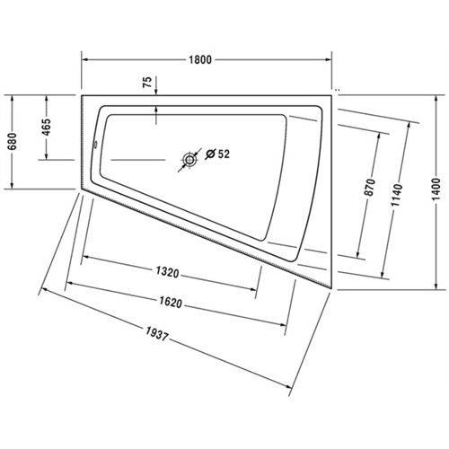 Duravit DU Whirlwanne Paiova 1800x1400mm, weiß Ecke rechts, mit