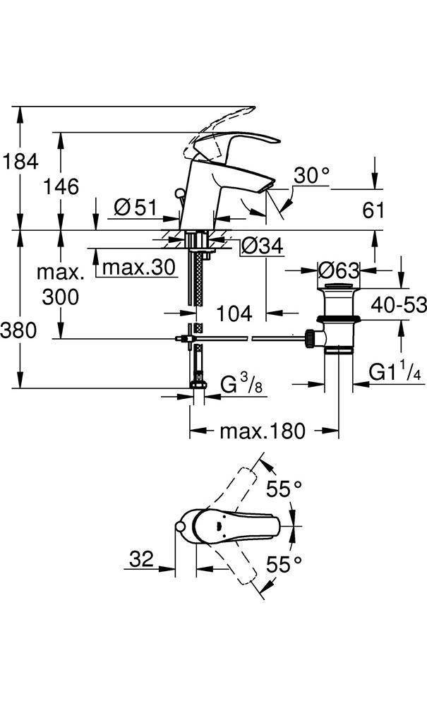 GROHE Einhand-Waschtischbatterie EUROSMART S-Size chr chrom
