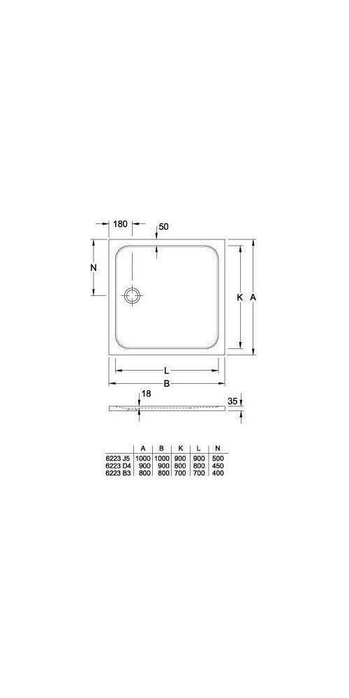 Villeroy & Boch V&B Duschwanne LIFETIME PLUS Qu. xtr-fl m AR