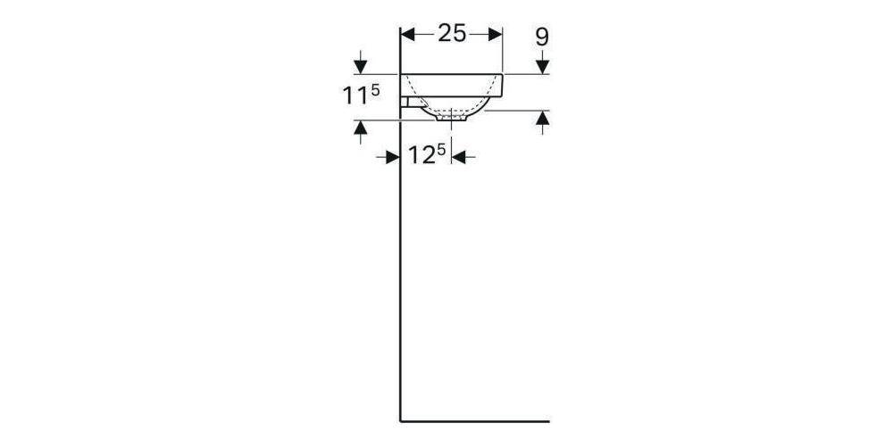 Geberit Handwaschbecken ACANTO 400x250mm m HL rechts ohne Überlauf
