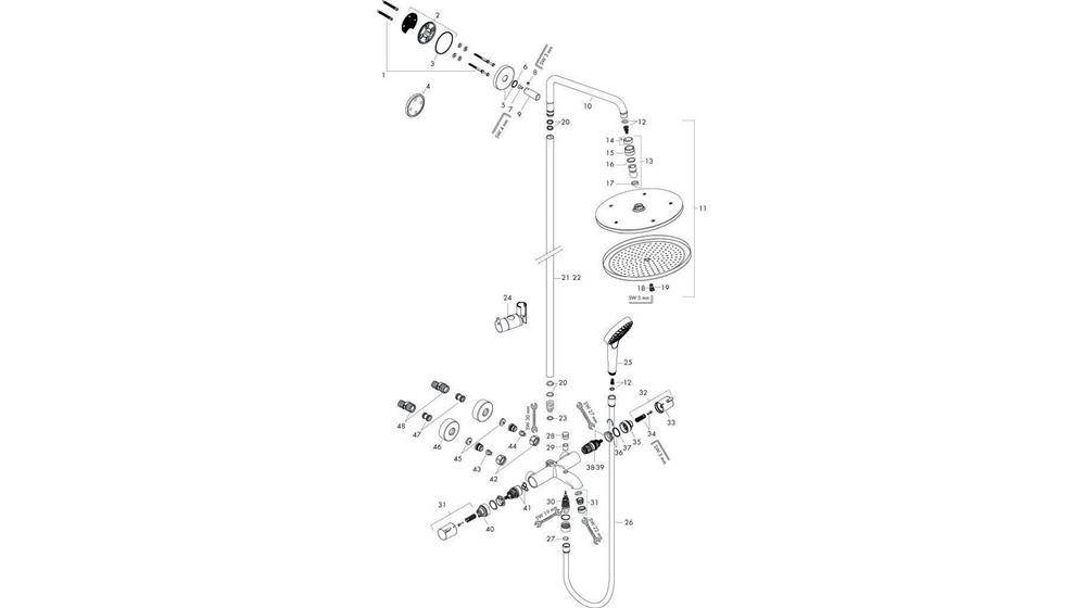 hansgrohe HG Showerpipe CROMA SELECT 280 1JET DN 15, für Wanne chrom