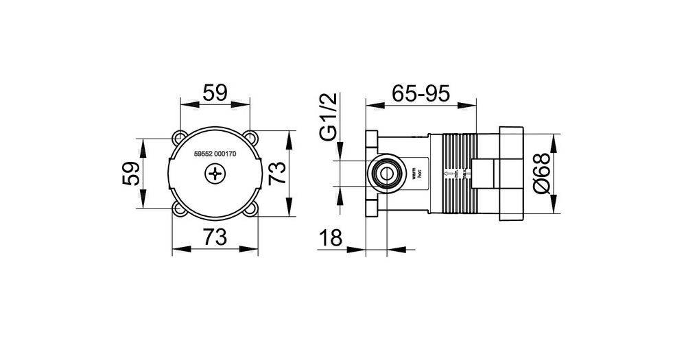 KEUCO Grundkörper f IXMO_solo EH-Brausemischer m Schla.