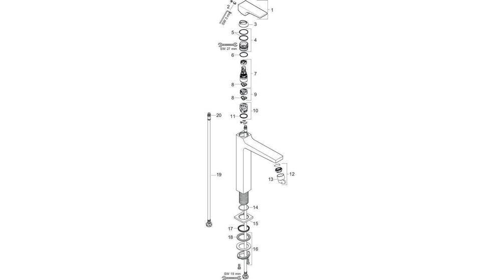 hansgrohe HG EH-WT-MI METROPOL 260 mit Push-Open Ablaufgarnitur chrom