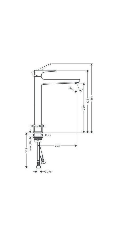 hansgrohe HG EH-WT-MI METROPOL 260 mit Push-Open Ablaufgarnitur chrom