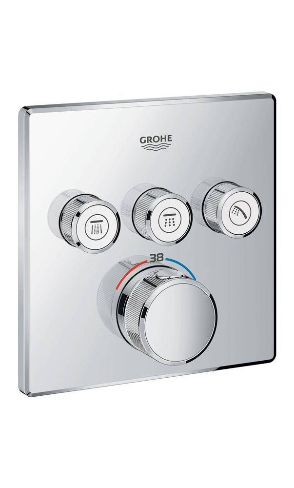 GROHE Thermostat GROHTHERM SMARTCONTROL eckig 3 ASV chr chrom