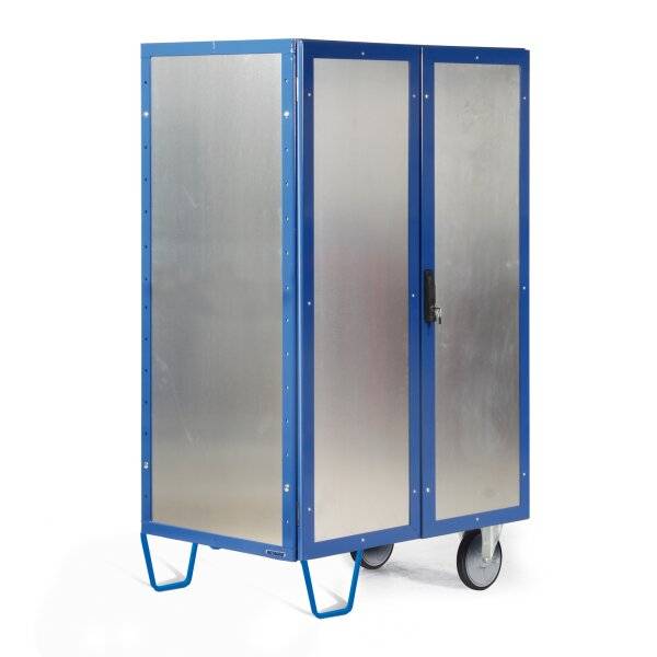 Protaurus Schrankwagen R600 mit Stahlblech- Verkleidung, Türen, 2 Füßen und Rollen 1250x780mm