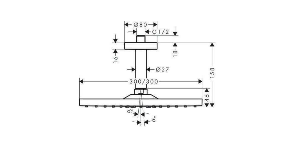 hansgrohe HG Kopfbrause Raindance E 300 1jet 300x300mm chrom 9 l/min