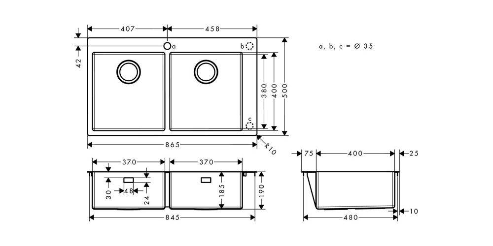 hansgrohe HG Einbauspüle 370/370 S711-F765 edelstahl