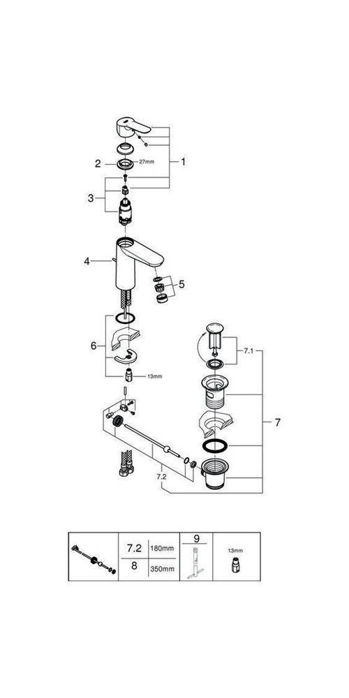 GROHE Einhand-Waschtischbatterie BAUEDGE DN 15, M-Size chrom