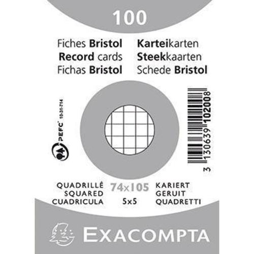 EXACOMPTA Karteikarte DIN A7 kariert weiß 100 St./Pack.