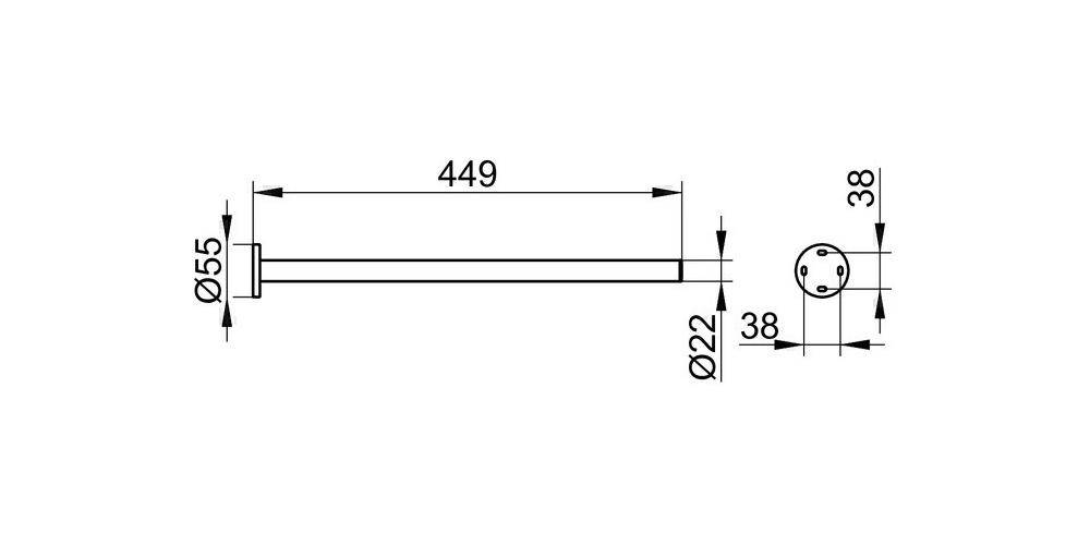 KEUCO Handtuchhalter PLAN 1-teilig, feststehend, 450mm verchromt