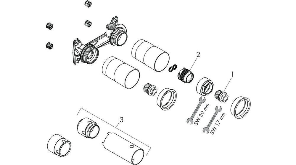 hansgrohe Grundkörper AXOR DN 15 f 2-L Waschtischarmatur Unterputz