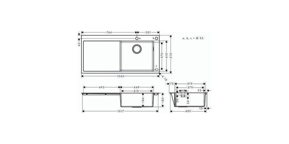 hansgrohe HG Einbauspüle 450 m Abtr. links S717-F450 edelstahl