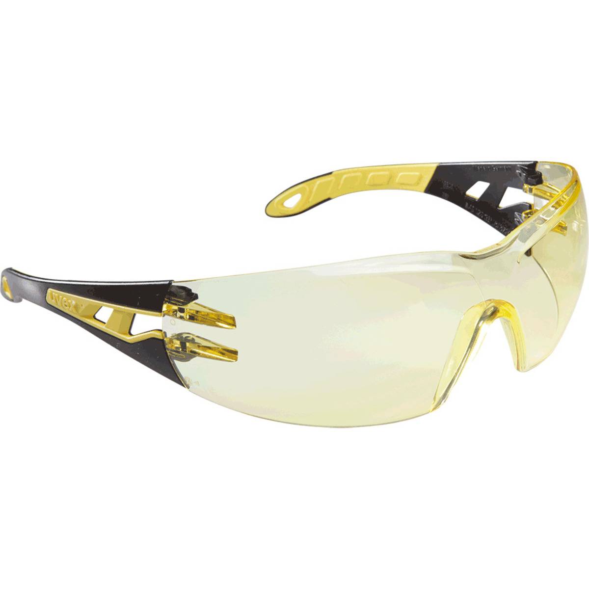 uvex Brille pheos 9192.385, Kat.II, schwarz/gelb, PC-Scheibe, amber, excellence, 30g