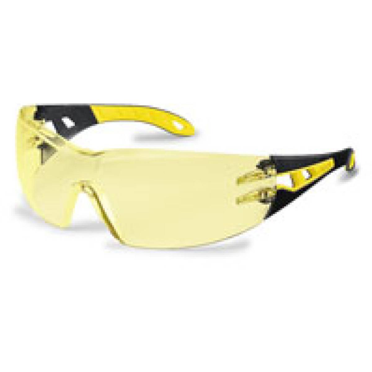uvex Brille pheos 9192.385, Kat.II, schwarz/gelb, PC-Scheibe, amber, excellence, 30g