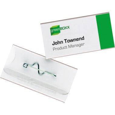 DURABLE Namensschild 60 x 30 mm (B x H) Wellennadel transparent 100