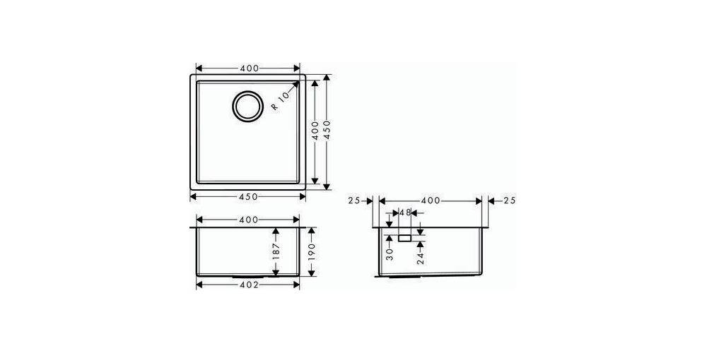 hansgrohe HG Unterbauspüle 400 S719-U400 edelstahl