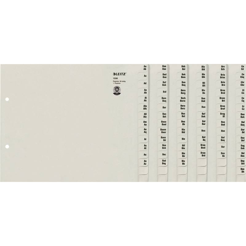 LEITZ Tauenpapier-Register, A-Z, für 36 Ordner, grau